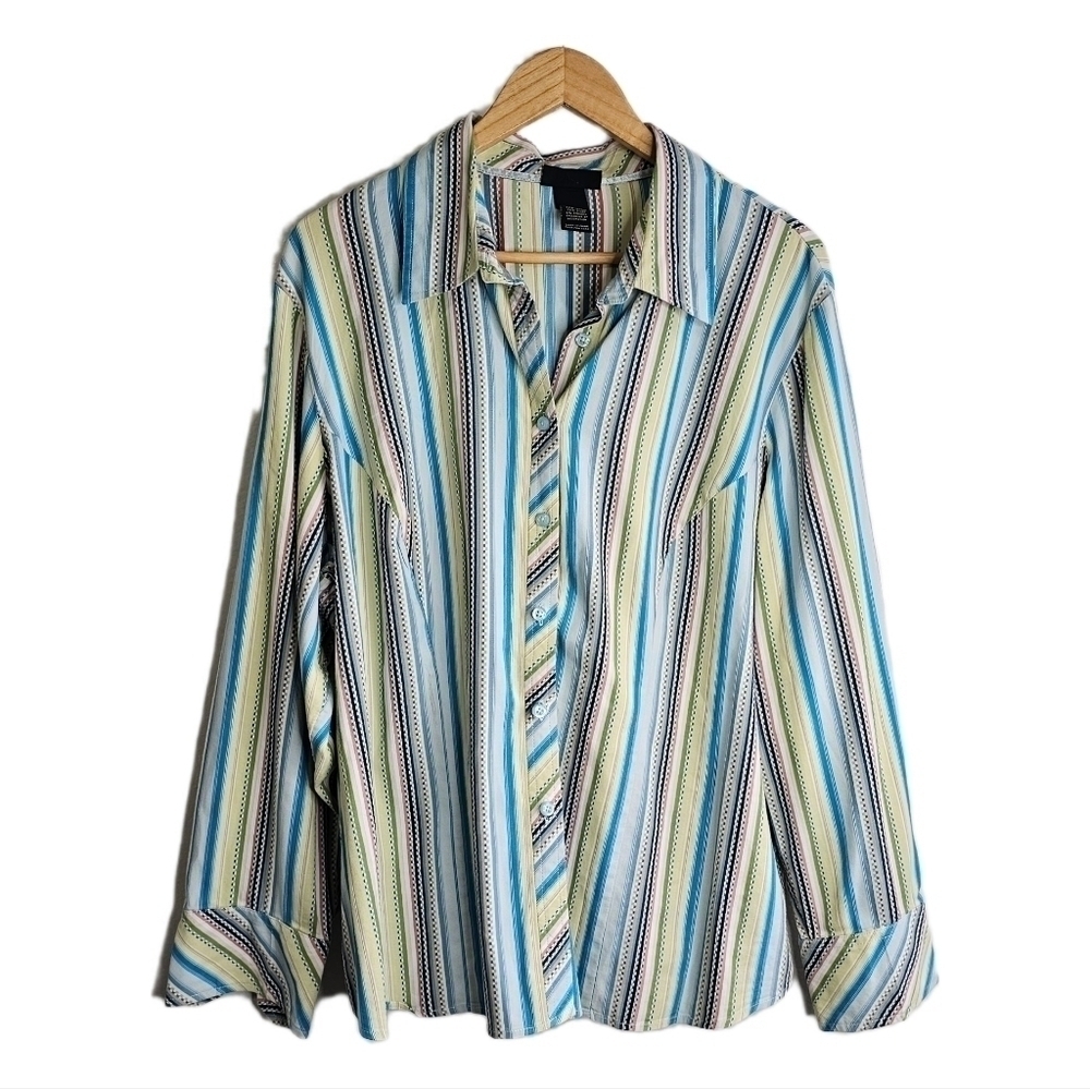 Lane Bryant striped button down long sleeve casual top